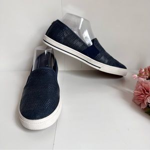 LAUREN Ralph Lauren Jinny Blue Woven Slip On Sneaker Shoes